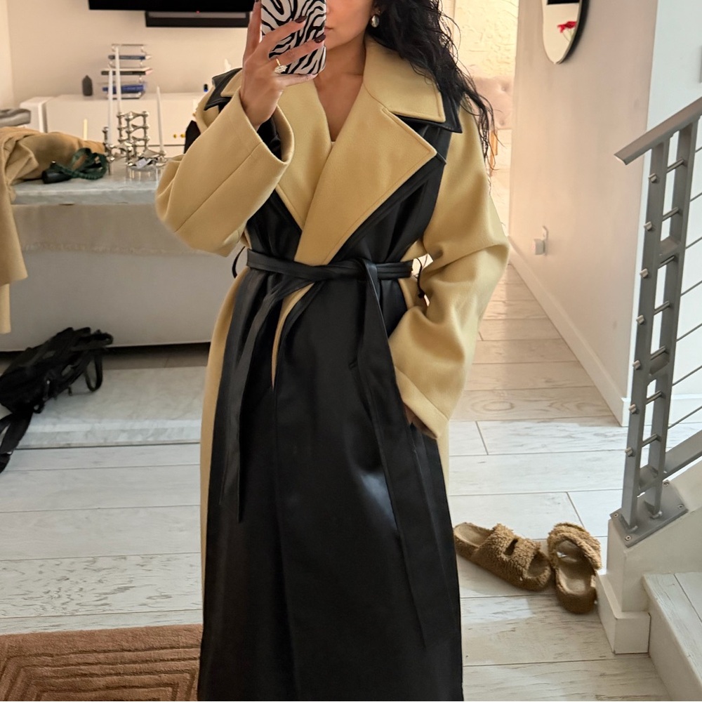 Topshop Black and Tan Women's Coat - Picture 10 of 10
